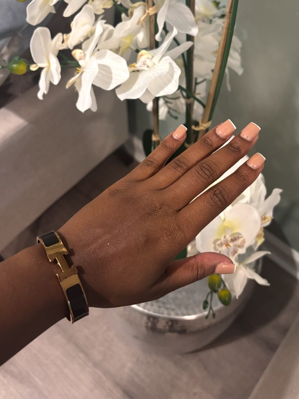 Gold and Black HERMES Refurbished Bangle